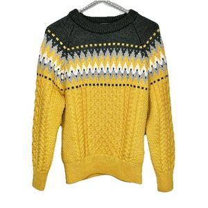 Aran Sweater Market XS Fair Isle Nordic Fisherman Wool Chunky Cable Knit Ireland